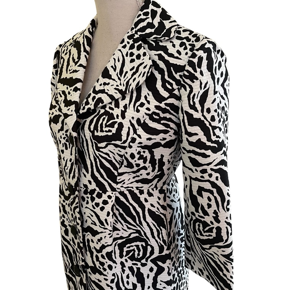 Andre Oliver Vintage Black And White Animal Print Coat 4 - Picture 5 of 11